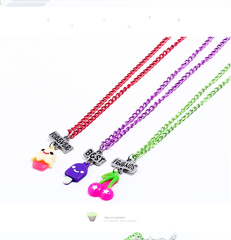 Children's Cute Three-dimensional Cherry Ice Cream Simulation Food Necklace display picture 1