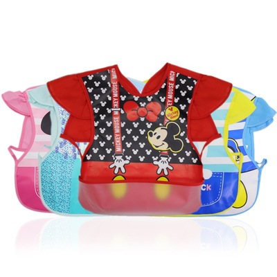 夜市母婴用品EVA反穿衣儿童防水饭兜宝宝卡通吃饭长袖婴儿罩衣