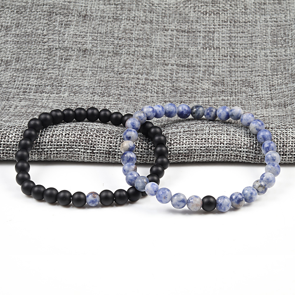 Kreatives passendes Perlenarmband blau türkis Paararmband elastisches Seilarmband Perlen verstreute Perlen Armband Armband_voghion.com