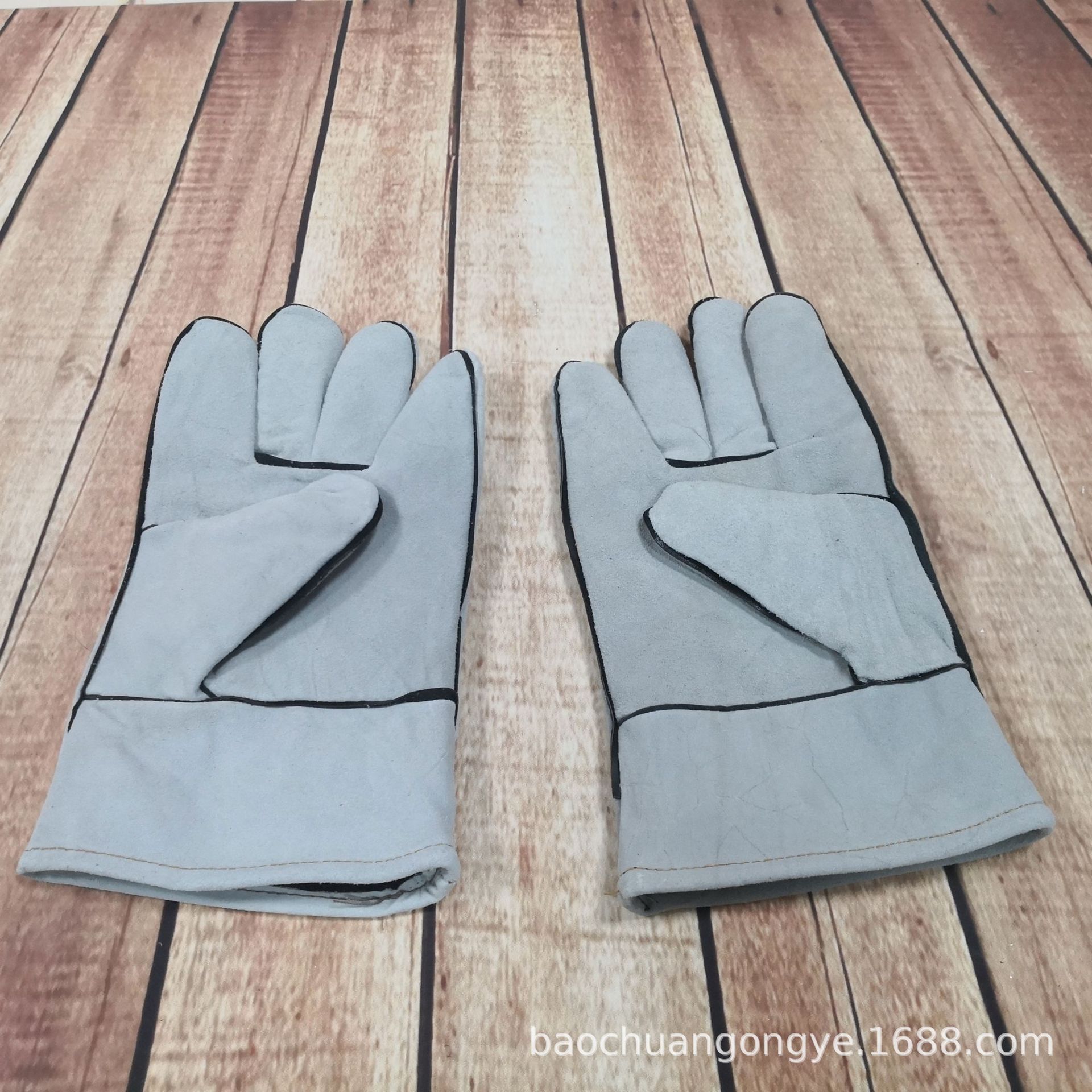 批发本色短款牛皮双层焊工耐磨隔热电焊手套 焊接皮劳保手套