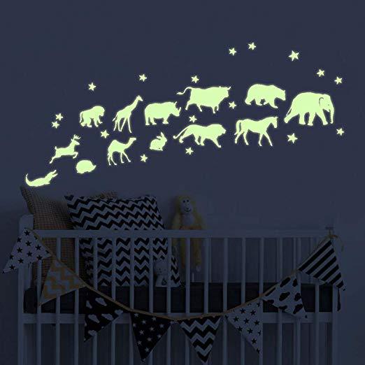 厂家跨境新款夜光动物儿童房家居装饰可爱荧光贴纸-P15