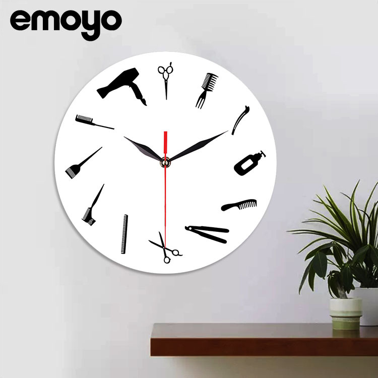 Acrílico mudo reloj decorativo dormitorio sala de estar herramientas de corte de pelo 12 pulgadas creativo personalidad simple reloj de pared