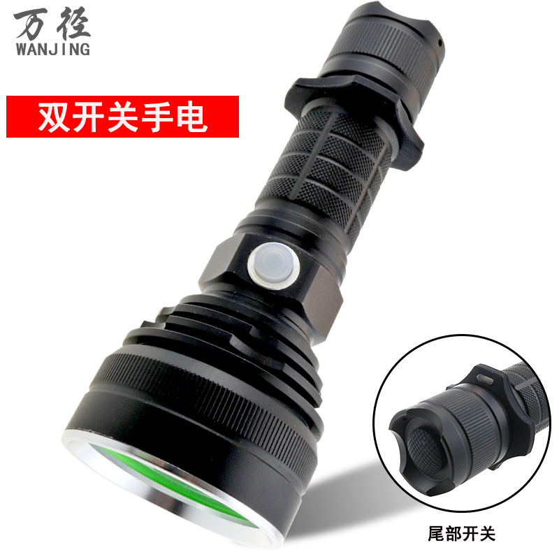 新品26650大手电筒 大功率USB充电强光 L2灯珠远射 中尾部双开关