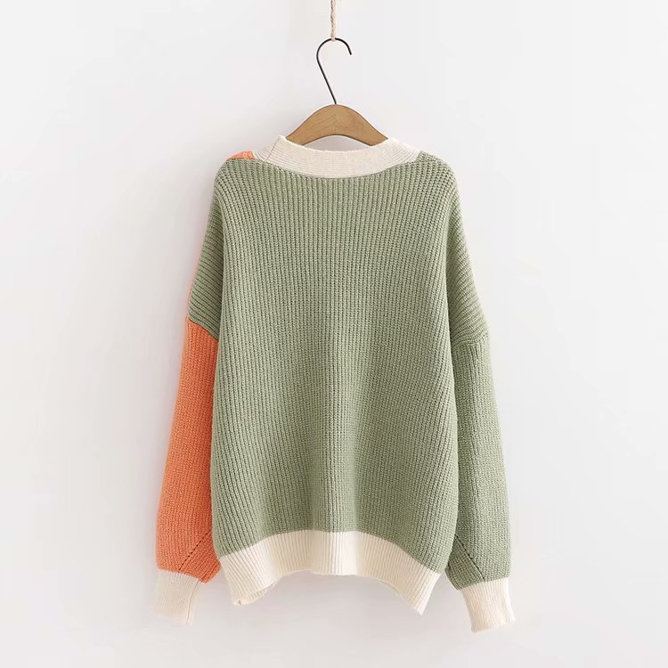 Đầu mùa thu mới màu tương phản nhỏ cardigan (6) .jpg