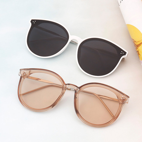Factory direct supply of sunglasses European and American fashion trend simple glasses retro large frame unisex rivet sunglasses