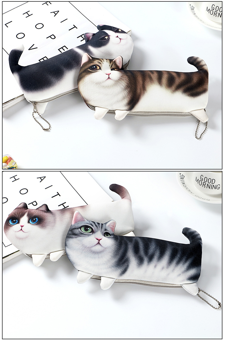 Kreative Schüler Simulation Katzen Feder Mäppchen Koreanische Version Der Schreibwaren Tasche Für Männer Und Frauen, Mittel-und Schüler, Süße Kinder Feder Mäppchen Großhandel display picture 4