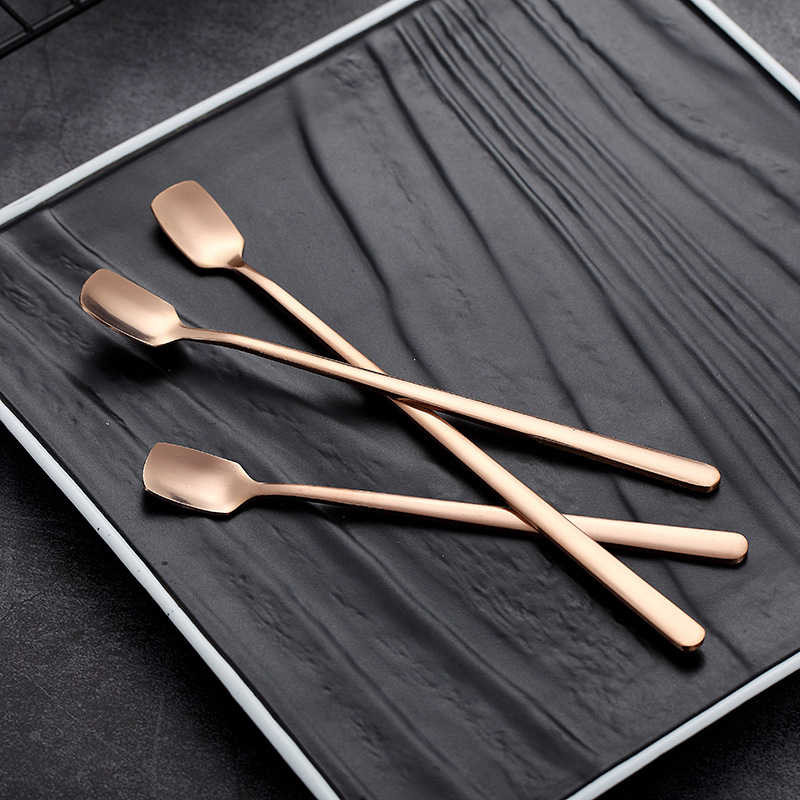 Cuchara de café cuadrada personalizable de acero dorado_voghion.com