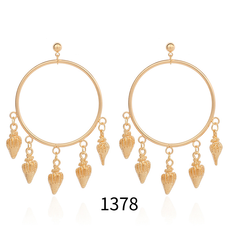31g Weight Earrings Classification Wedding, Travel Occasion Women'S Gender Inlaid Shell Design Fashion Style Fashion New Small Starfish Pendant Geometric Circle Conch Shell Alloy Earrings 9