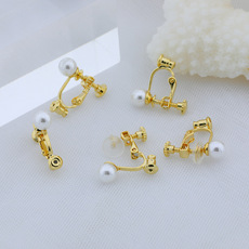 韩国民族风几何珍珠u型螺旋耳夹无耳洞女复古小香风螺丝耳夹高级