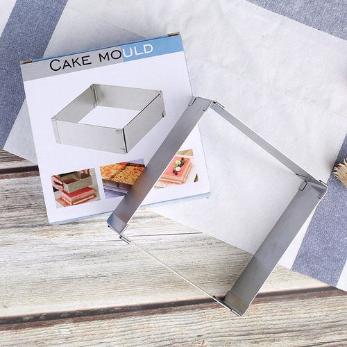 Wholesale large stainless steel adjustable retractable rectangular mousse ring cake baking mold