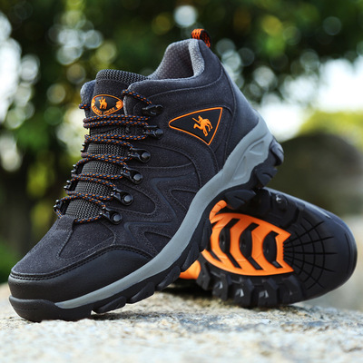 跨境冬季新款戶外運動鞋加絨棉鞋休閑高幫徒步登山鞋情侶橡膠男鞋