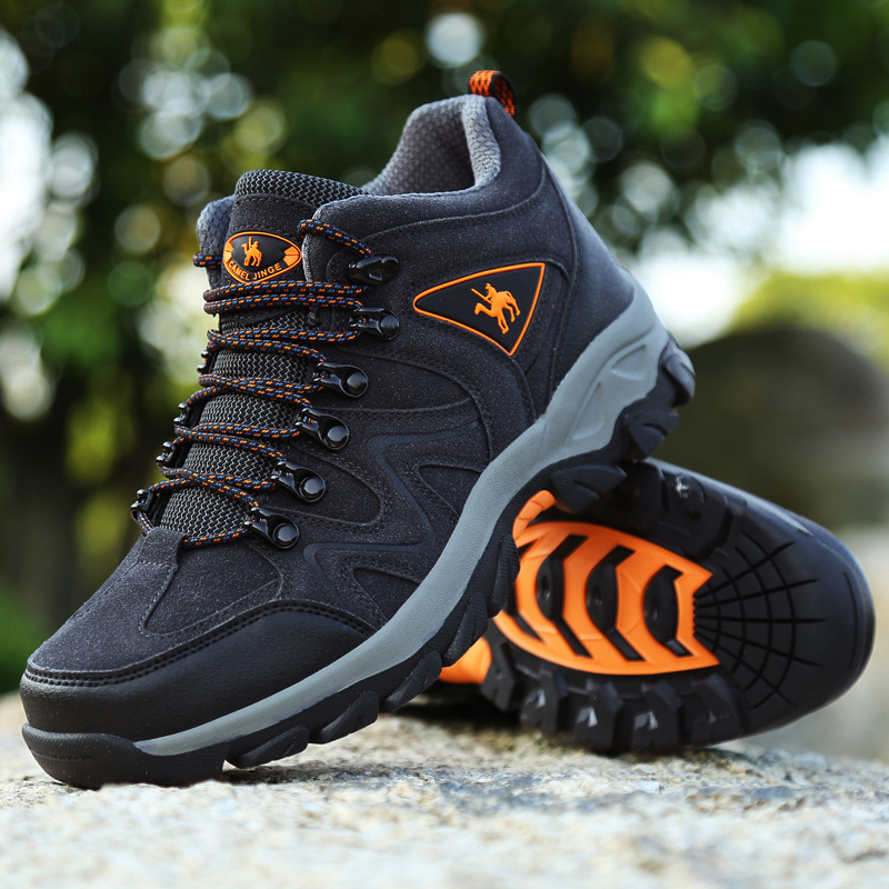 跨境冬季新款戶外運動鞋加絨棉鞋休閑高幫徒步登山鞋情侶橡膠男鞋