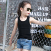 Summer colored summer clothing, children's fashionable spring top with cups, Korean style, round collar, suitable for teen