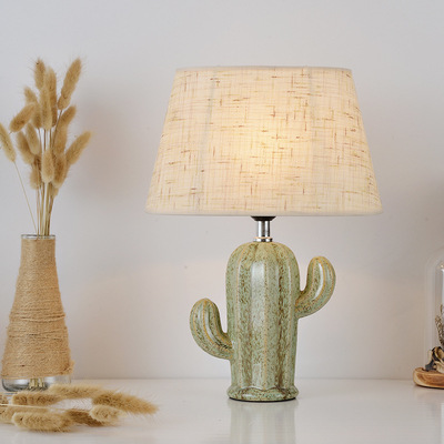 Manufactor Supplying Northern Europe Simplicity modern ceramics Table lamp Cactus American style a living room Study Warm bedroom Bedside lamp