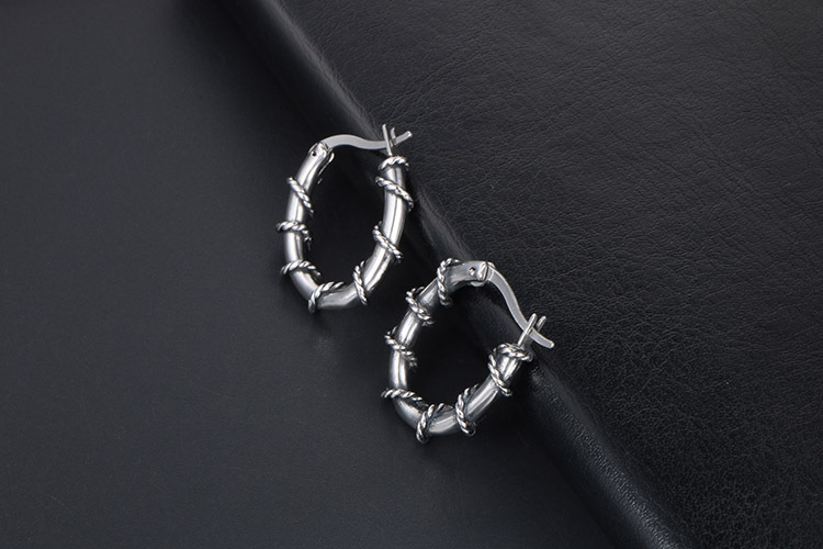 1 Piece 1 Pair Simple Style Geometric Polishing Titanium Steel Hoop Earrings display picture 9