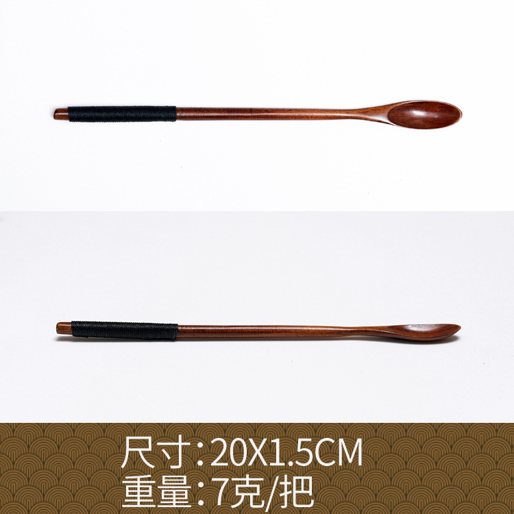 Fábrica al por mayor cuchara de madera maciza cuchara creativa cuchara de café cuchara de mezcla miel cuchara japonesa mango largo bobinado cuchara de madera