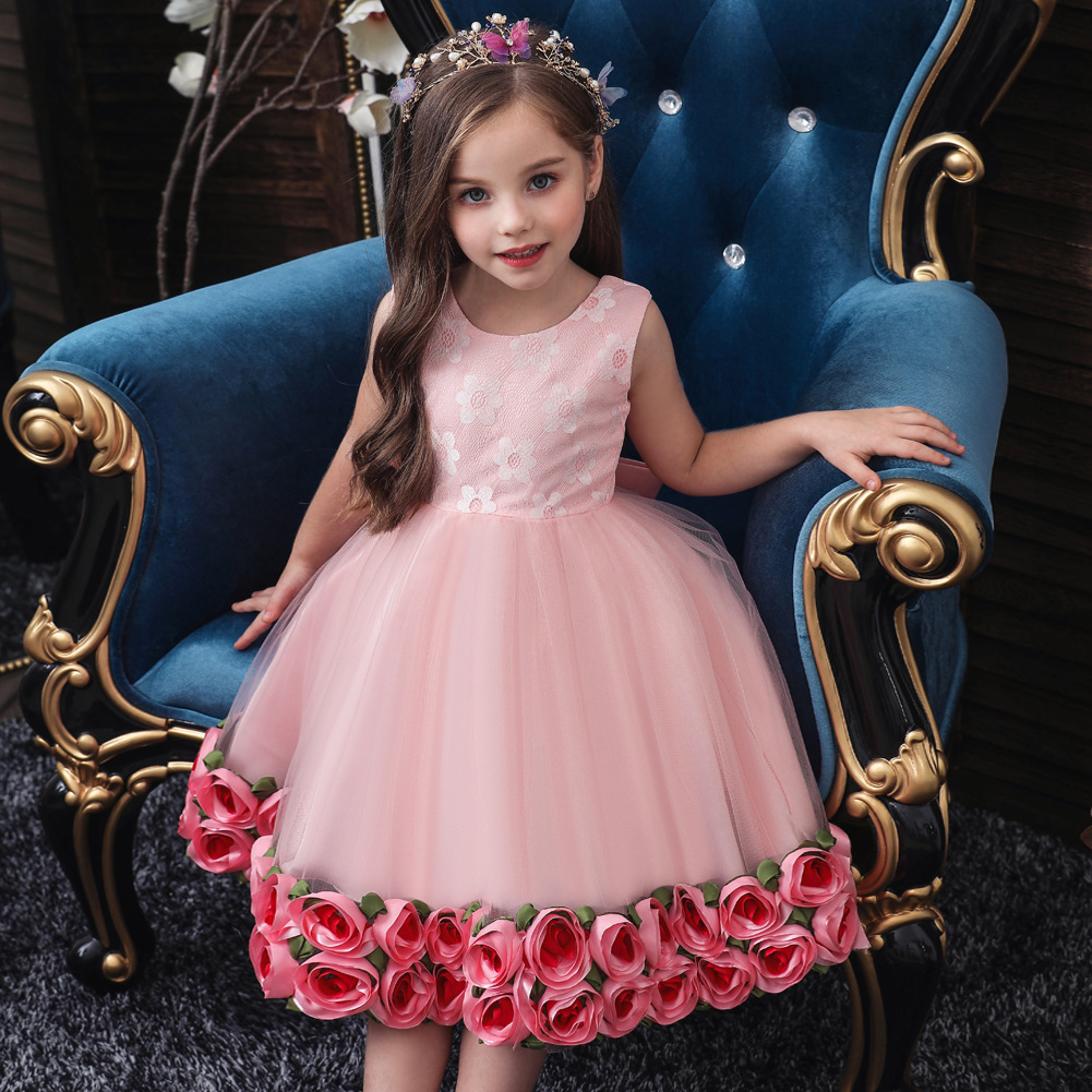 Commerce Extérieur Populaire Style Enfants Robe Filles De Pettiskirt Ourlet Fleur Costume Fleur Enfants Robe De Bébé Plein-année Baptême Robe display picture 26