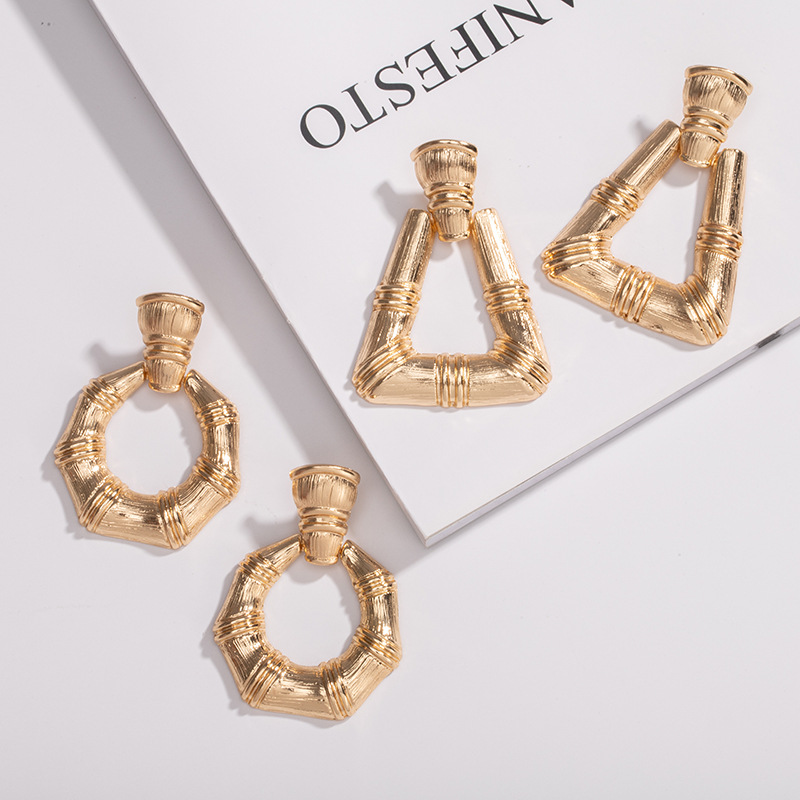 New Fashion Trendy Retro Exaggerated Bamboo Women's Earrings For Women display picture 2