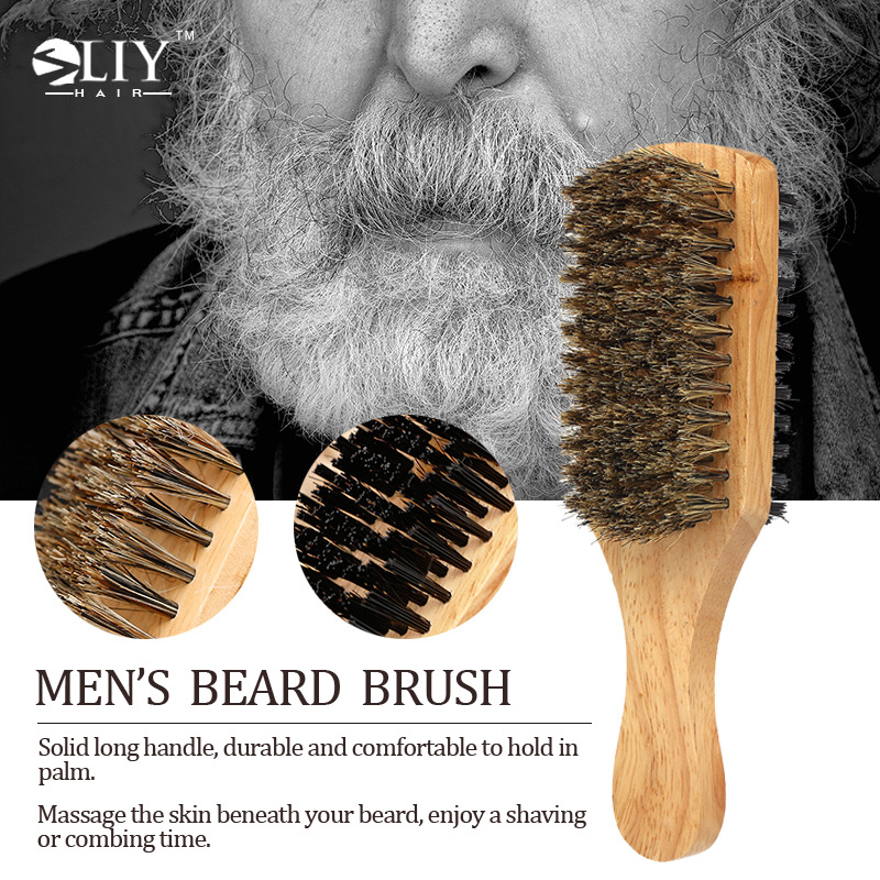 Cross-Border Cepillo de barba de doble cara para hombres Corte de pelo desmenuzado Cepillo de pelo Cerda Cuidado de limpieza de barba Modelado Cepillo de barba al por mayor