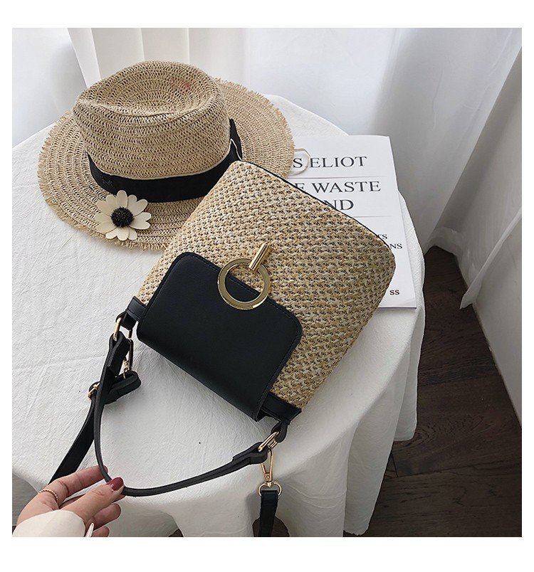 Beige Straw Beach Bag