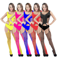 Strapless, see-through lace lingerie set with transparent mesh, backless, seductive circle body stocking, item W093