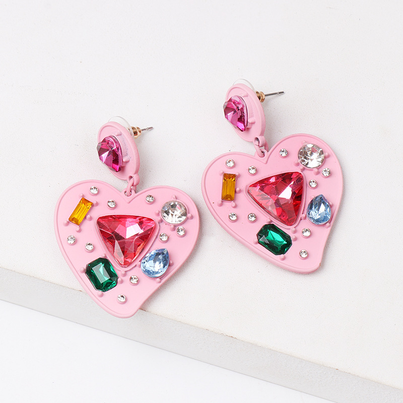 Fashion Heart Diamond Alloy Other Earrings Ear Studs display picture 5