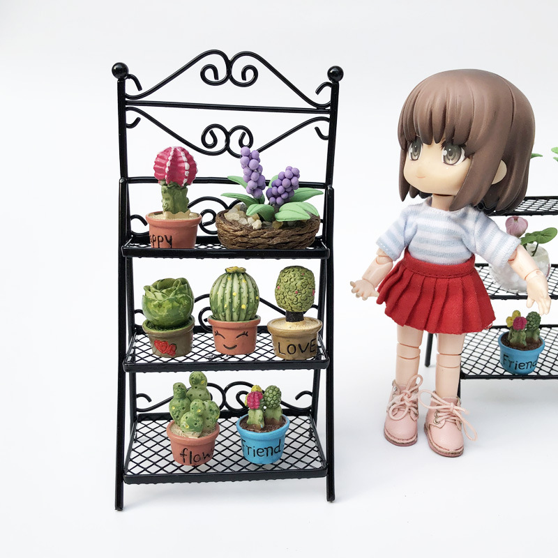 1:12 casa de muñecas mini modelo al aire libre escena OB11 jardín multi-capa flor estante del zapato moderno