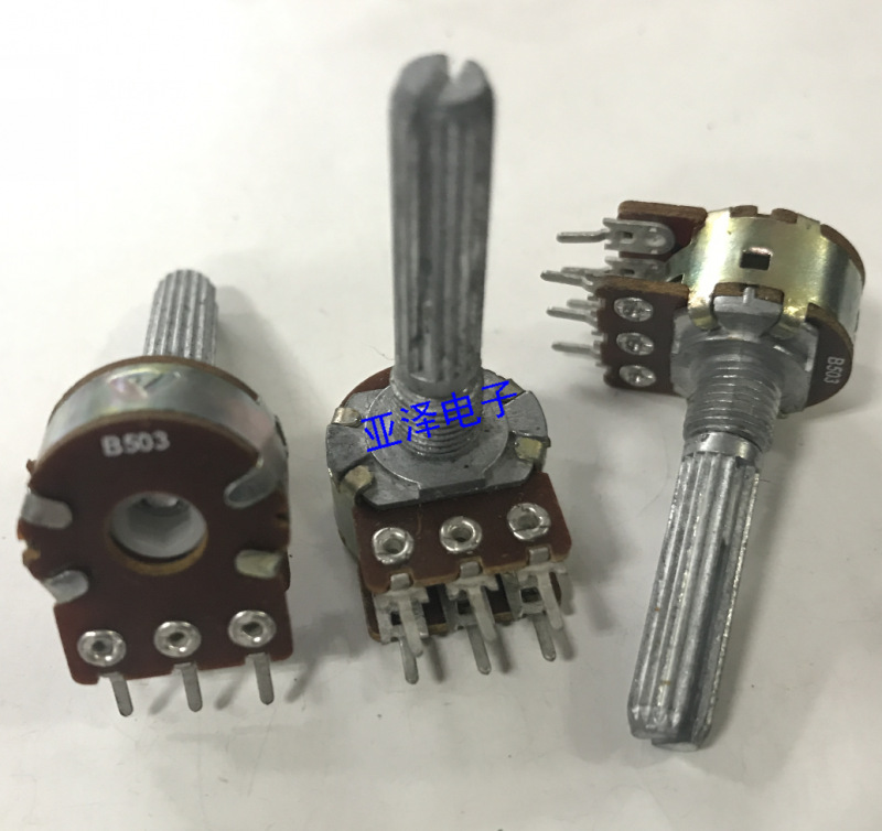 16型双联电位器B50K锯齿轴长30MM双声道148型功放音量旋转电位器