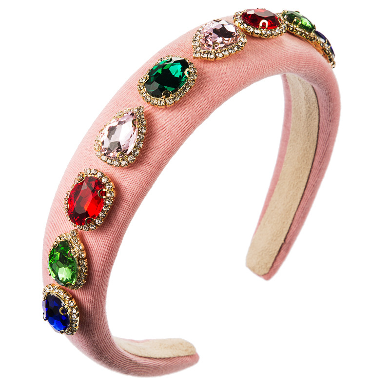 Fashion Sponge Hair Hoop Female Diamond Multicolor Color Catwalk Fabric Hair Accessories display picture 12
