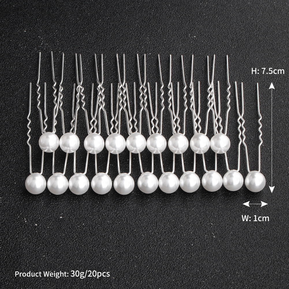 New Bridal Headgear Daily Simple Pearl U-shaped Hairpin Set display picture 9