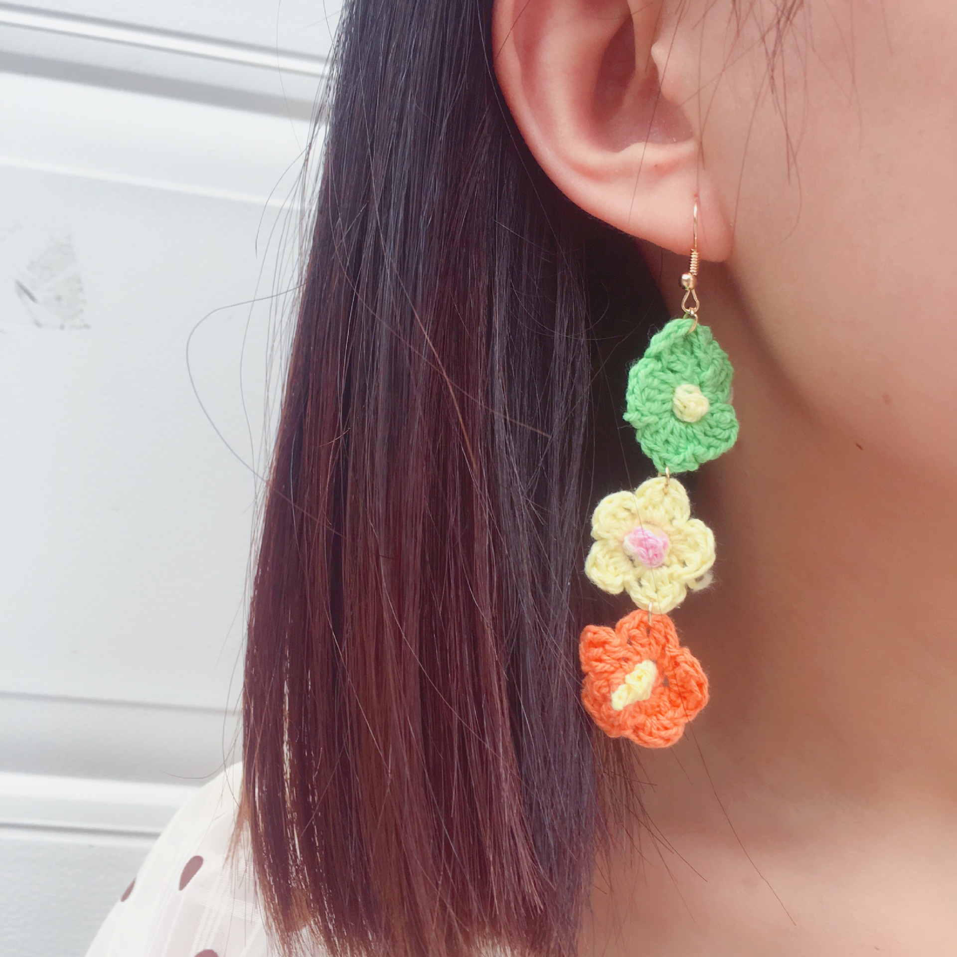 1 Pair Simple Style Flower Yarn Handmade Handmade Women's Drop Earrings display picture 8