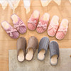 Autumn and winter thick cotton slippers couple models indoor wooden floor bow men and women anti-slip home cotton slippers wholesale