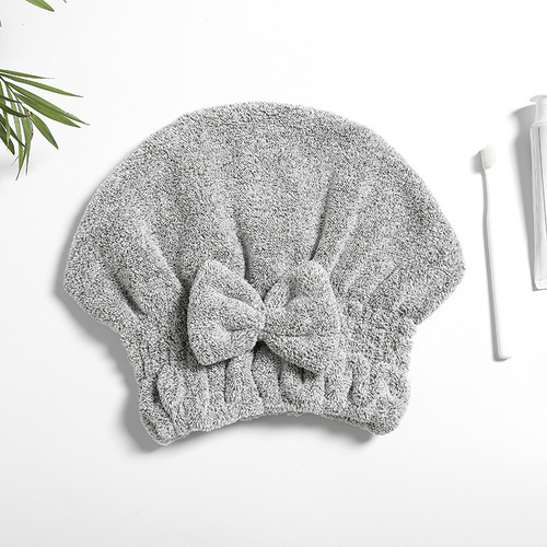 Factory direct supply of bamboo charcoal fiber bow hair drying caps, absorbent bow shower caps, Japanese hair drying caps wholesale