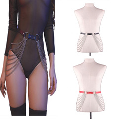 Hot-selling versatile PU belt with multi-layer body chain in punk style—sexy tassel waist chain and waist accessory, perfect for European and American looks.