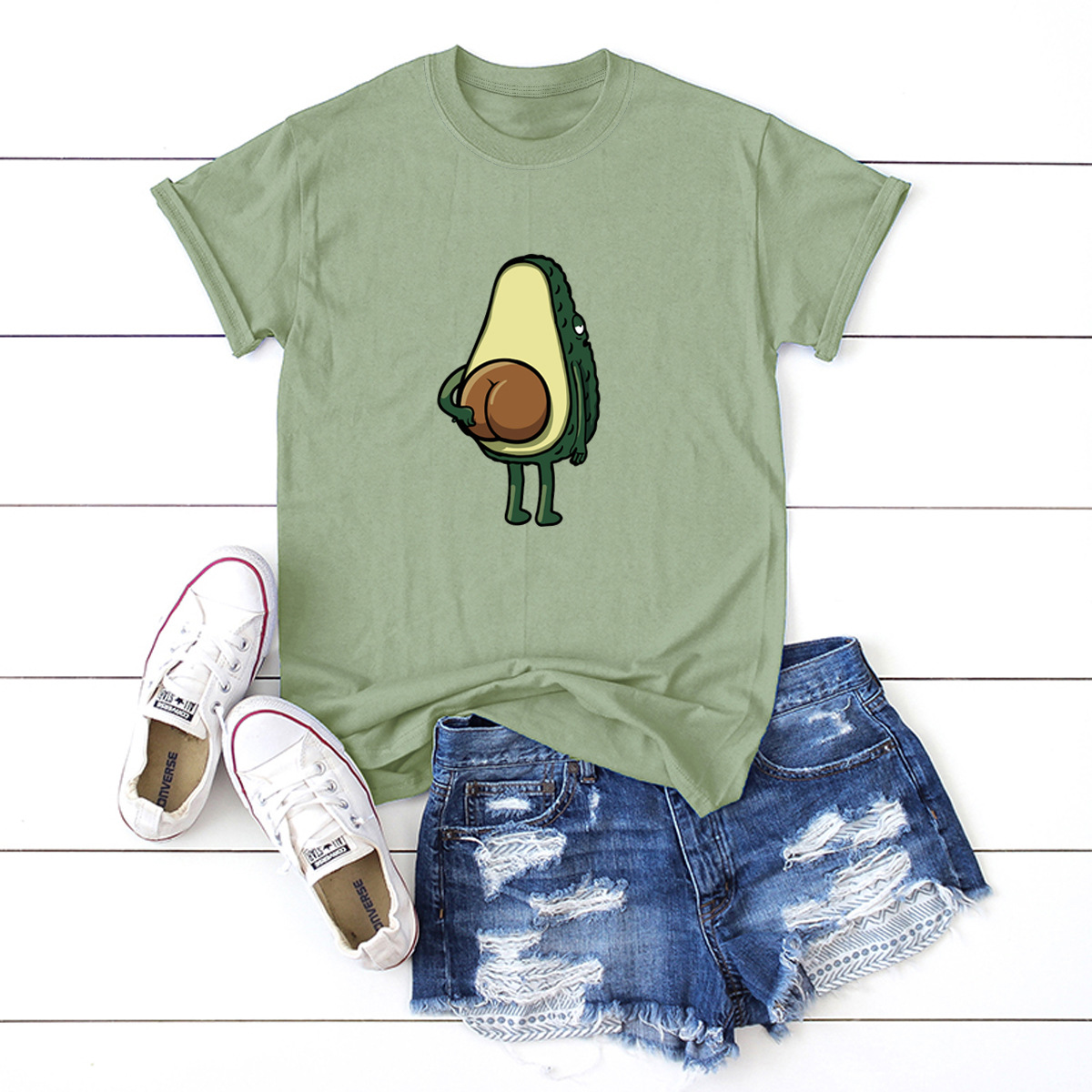 Creative Fun Spoof Avocado manga corta cómoda camiseta casual NSSN325