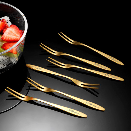 Kitchen Lady 304 Stainless Steel Fruit Fork Set Creative Fruit Fork Cake Fruit Fork Storage Jar
