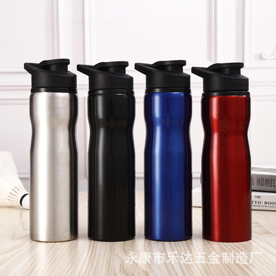 跨境專供手提翻蓋美式不鏽鋼杯收腰戶外運動水壺廣告禮品定制LOGO