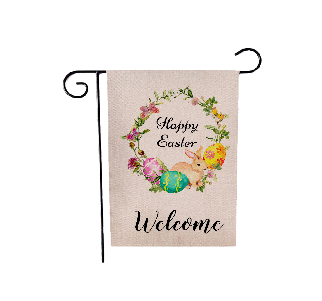 75g Weight Flag Event & Party Supplies 1 Piece, 47*32cm Quantity Linen Material Easter Festival Rabbit, Letter Pattern Cute Style Easter Cute Rabbit Letter Linen Flag Party Supplies Decorations 1 Piece 47*32cm 21