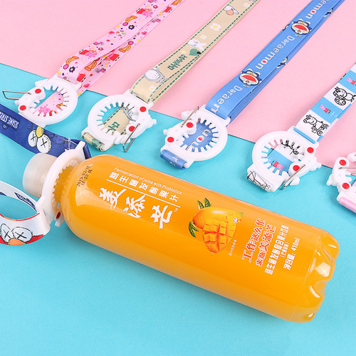 Japanese and Korean Sesame Street mineral water beverage bottle strap rope portable strap water cup water bottle buckle lanyard back water strap buckle