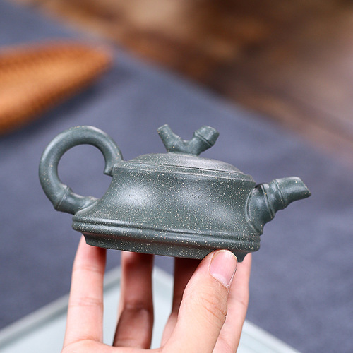 Yixing Teapot Gift Customization Original Mineral Azure Clay Bamboo Section Zisha Teapot Set Tea Set Wholesale One-Time Shipping