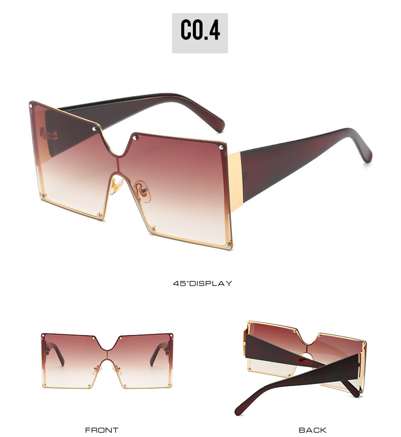 Large Frame One Piece Sunglasses Square Gradient Street Style_voghion.com