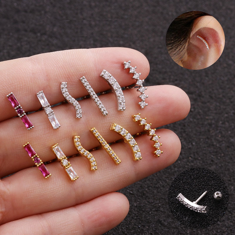 Ear Cartilage Rings & Studs Simple Style Geometric Copper display picture 14