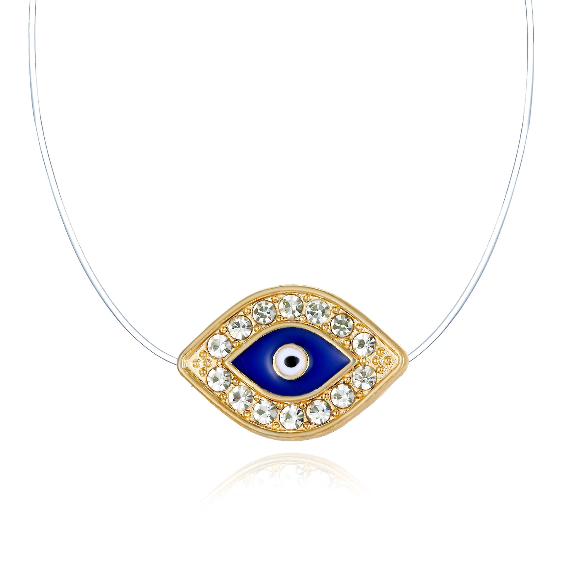 Europe Et En Amérique Croix Frontière Bijoux Invisible Collier Zircon Collier Eye Transparent Diable Eye Collier Commerce Extérieur Yiwu display picture 1