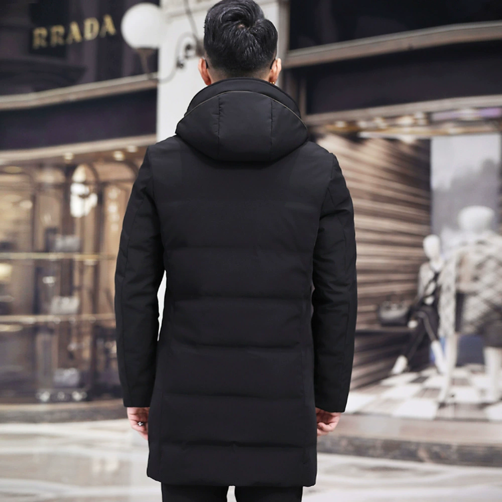 Winter down jacket with hood, 2019, increased thickness, for middle-aged man