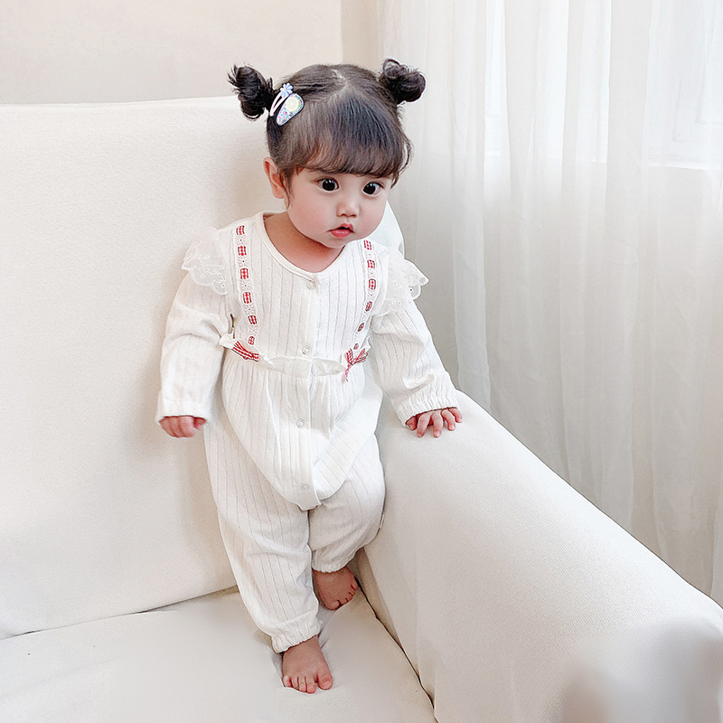 Spring 2020 newborn bowknot Harbin clothes climbing clothes idea9509 Korean one-piece baby clothes in stock