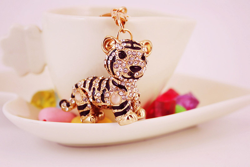 54g Weight Travel Occasion Alloy, Metal Material Tiger Pattern Unisex Gender Zodiac Little Tiger Keychain 3