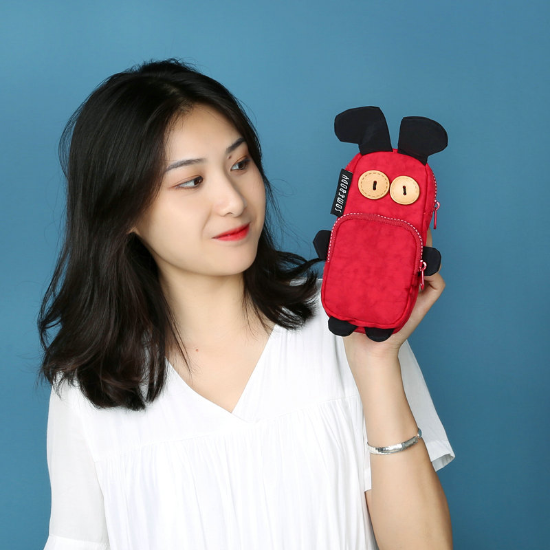 Tres-color parche lápiz caso estilo coreano creativo divertido conejo chica lápiz bolsa de gran capacidad lindo estudiante papelería caja