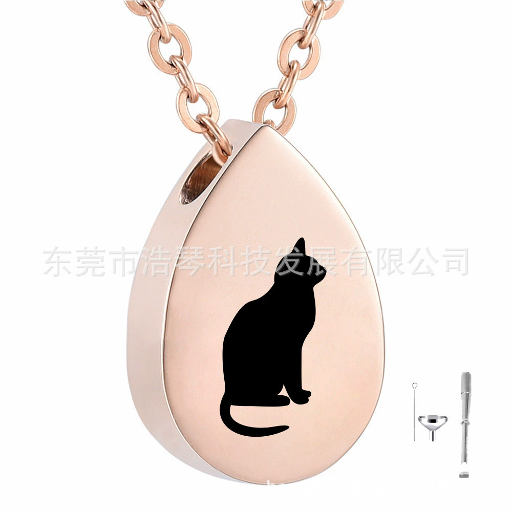 Мемориал животных волос остается кости пепел ожерелье розовое золото капли-образный Кот пепел шкатулка кулон кремации ювелирные изделия