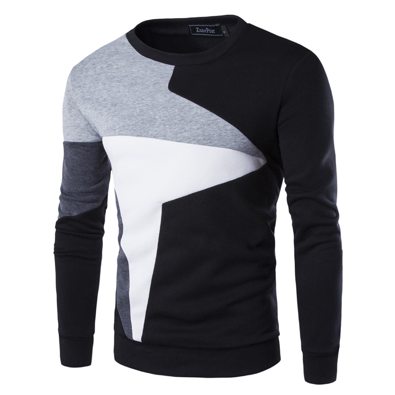 Men's Clothing Spring new arrivals Men's patchwork contrast color style casual long sleeved pullover sweatshirt 9238_mkmklike.com