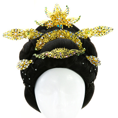 Chinese Ancient tang dynasty empress hair wig headdress queen phoenix wig stage performance wig headdress hairpin
